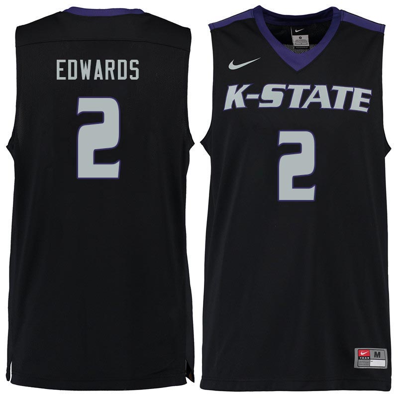 Men #2 Maximus Edwards Kansas State Wildcats College Basketball Jerseys Sale-Black - Click Image to Close